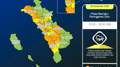 Update BMKG: Daftar Daerah di Sumbar yang Berisiko Cuaca Ekstrem Sore Ini