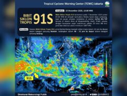BMKG: Waspada Cuaca Ekstrem di Sumbar 11–13 Desember 2025 Akibat Bibit Siklon 91S